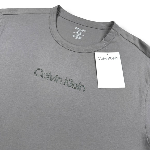 Calvin Klein Sleep T-Shirt Mens Size Large L‎ Gray Embroidered Logo Short Sleeve - Picture 3 of 8